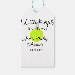 Groene neon pompoen kleine pompoen is onderweg cadeaulabel