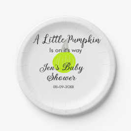 Groene neon pompoen kleine pompoen is onderweg papieren bordje