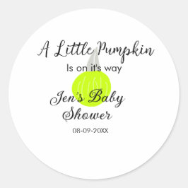 Groene neon pompoen kleine pompoen is onderweg ronde sticker