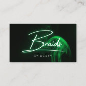 Groene Neon & Rookvlechten Handgeschreven Script Visitekaartje (Voorkant)