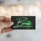 Groene Neon & Smoke Brows Handgeschreven Script Visitekaartje