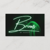 Groene Neon & Smoke Brows Handgeschreven Script Visitekaartje (Voorkant)