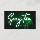 Groene Neon & Smoke Spray Tan Handgeschreven Scrip Visitekaartje (Voorkant)