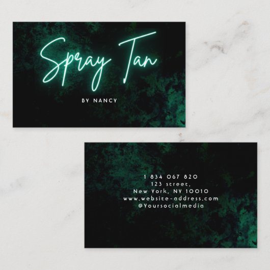 Groene Neon Spray Tan Visitekaartje (Voorkant / Achterkant)