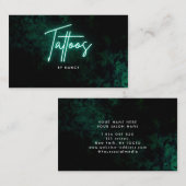 Groene Neon Tattoo Artiest Visitekaartje (Voorkant / Achterkant)