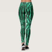 Groene neon tijgerstrepen - patroon leggings (Achterkant)