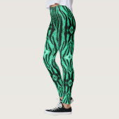 Groene neon tijgerstrepen - patroon leggings (Links)