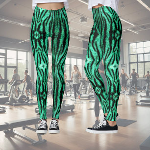 Groene neon tijgerstrepen - patroon leggings