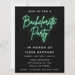 Groene Neon vrijgezellenfeest Kaart