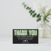 Groene neonkalligrafie Hartelijk dank voor het ins Visitekaartje (Staand voorkant)