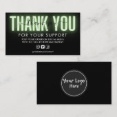 Groene neonkalligrafie Hartelijk dank voor het ins Visitekaartje (Voorkant / Achterkant)