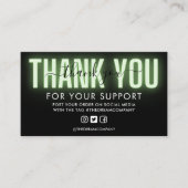 Groene neonkalligrafie Hartelijk dank voor het ins Visitekaartje (Voorkant)