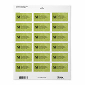 Groene Nep Glitter Monogram Adreslabels Etiket (Full Sheet)