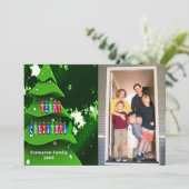 Groene nep kerstboom met foto platte Kaart (Staand voorkant)