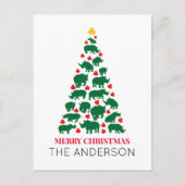 Groene neushoorn Kerstboom Rode Poot Briefkaart (Voorkant)