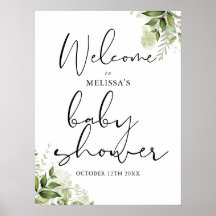Groene Neutrale Welkomstkaart voor Baby Shower