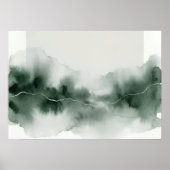 Groene Nevel Abstract Landschap Poster (Voorkant)