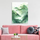 Groene Nevelige Berglandschapskunst Canvas Afdruk (Insitu (Woonkamer))