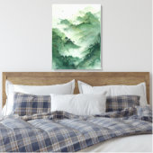Groene Nevelige Berglandschapskunst Canvas Afdruk (Insitu (Slaapkamer))