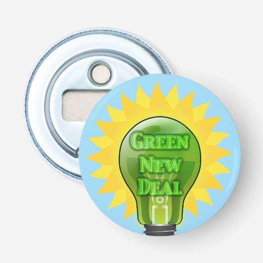 Groene Nieuwe Deal Light Bulb Button Flesopener (Voorkant)
