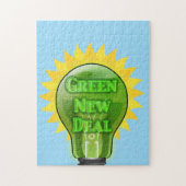 Groene Nieuwe Deal Light Bulb Legpuzzel (Verticaal)