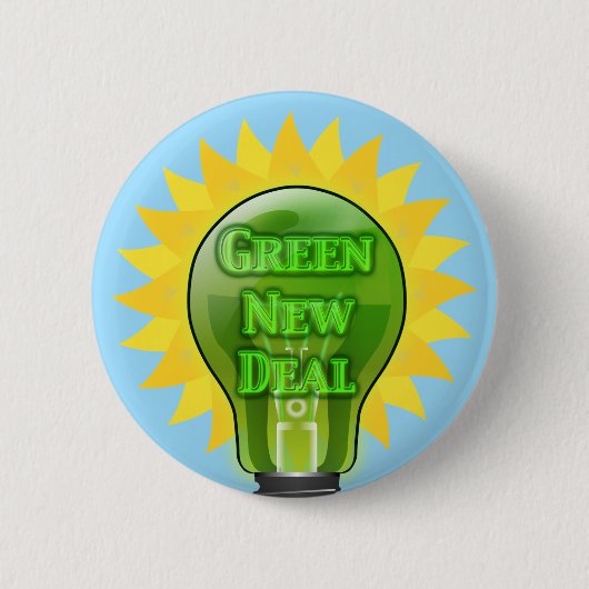Groene Nieuwe Deal Light Bulb Ronde Button 5,7 Cm (Voorkant)