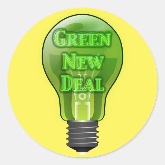 Groene Nieuwe Deal Light Bulb Ronde Sticker (Voorkant)