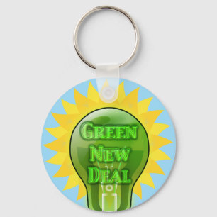Groene Nieuwe Deal Light Bulb Sleutelhanger