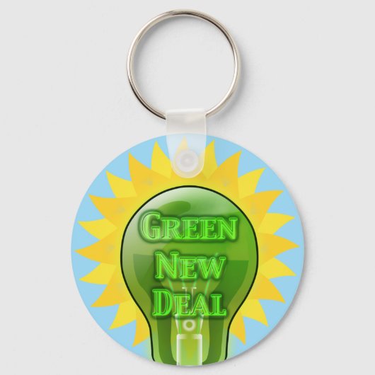 Groene Nieuwe Deal Light Bulb Sleutelhanger (Voorkant)