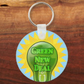 Groene Nieuwe Deal Light Bulb Sleutelhanger (Voorkant)