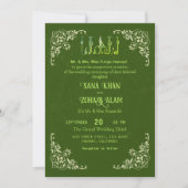 Groene  Nikah Islamitische bruiloft uitnodiging (Voorkant)