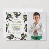 Groene Ninja Warrior Martial Arts Verjaardagsfoto Kaart (Voorkant)