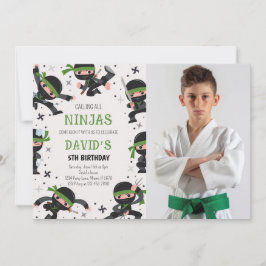 Groene Ninja Warrior Martial Arts Verjaardagsfoto Kaart