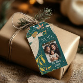 Groene Noel vakantiefoto Cadeaulabel