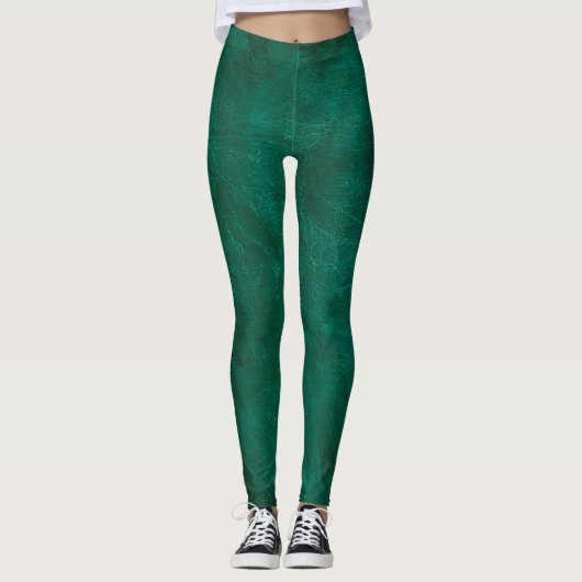Groene Noodlijdende Lederen Leggings (Voorkant)