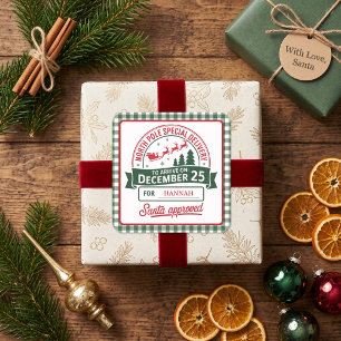 Groene Noordpool Speciale Kerstman Levering Schots Vierkante Sticker