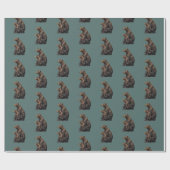 Groene Noordse Beer Cadeaupapier Rol (Vlak)
