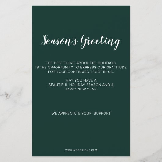 Groene Nordic Reindeer Business Holiday Card (Achterkant)