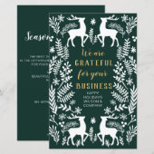 Groene Nordic Reindeer Business Holiday Card (Voorkant / Achterkant)