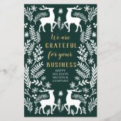 Groene Nordic Reindeer Business Holiday Card (Voorkant)