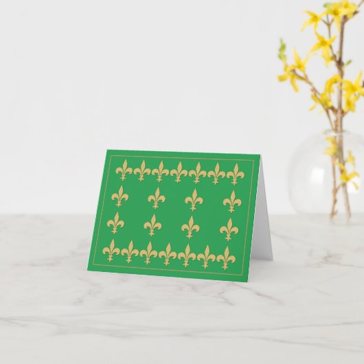 Groene Note Kaart met Gouden Kleur Fleur-de-Lis (Gele Bloem)
