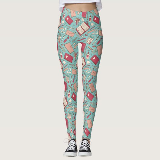 Groene notebook met patroon leggings (Voorkant)