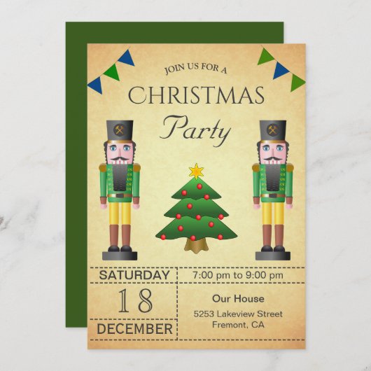 groene notenkraker kerstfeest kaart (Voorkant / Achterkant)