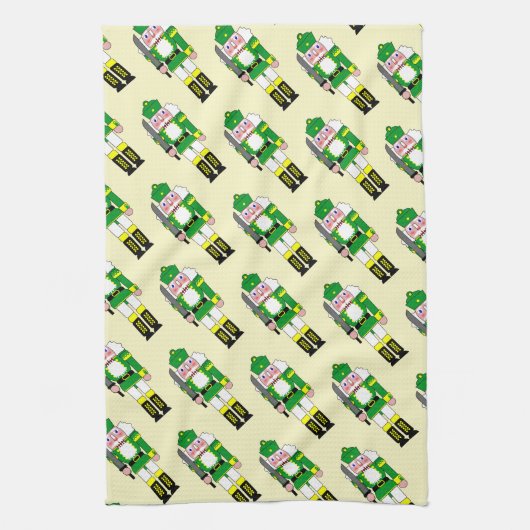 Groene Notenkrakers Kerstmis Theedoek (Verticaal)