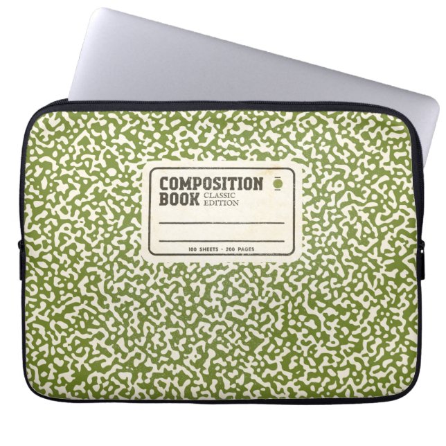 Groene Notitieboek laptophoes Laptop Sleeve (Voorkant)