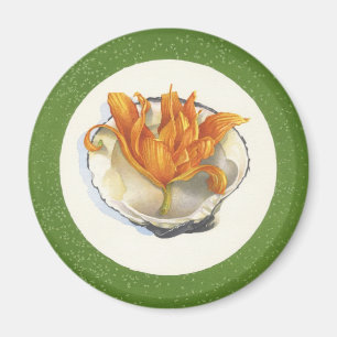 GROENE OCEAAN ASBAKJE MET ORANJE ACCENT MAGNEET