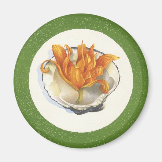 GROENE OCEAAN ASBAKJE MET ORANJE ACCENT MAGNEET (Voorkant)