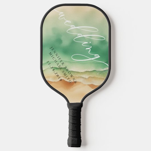 Groene Oceaan Strand Zomer Party Games Bruiloft Pickleball Paddle (Achterkant)