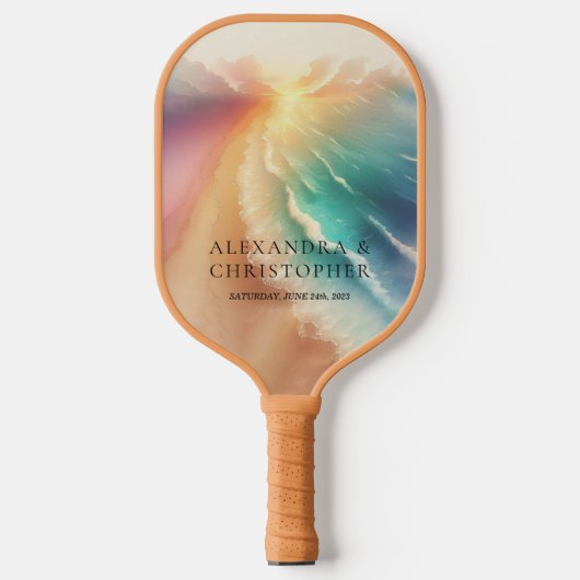 Groene Oceaankust Waterverf dubbel Pickleball Paddle (Voorkant)