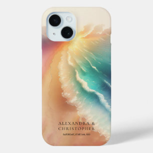 Groene Oceaankust Waterverf Stijlvolle Zomerzon iPhone 15 Case